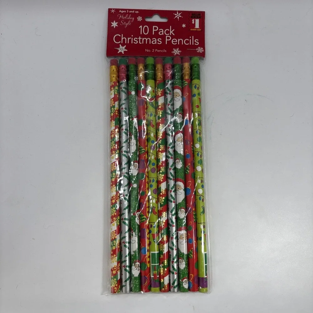 Holiday Style 10 Pack Christmas Pencils Santa Holiday Party Favors Gift NEW‎